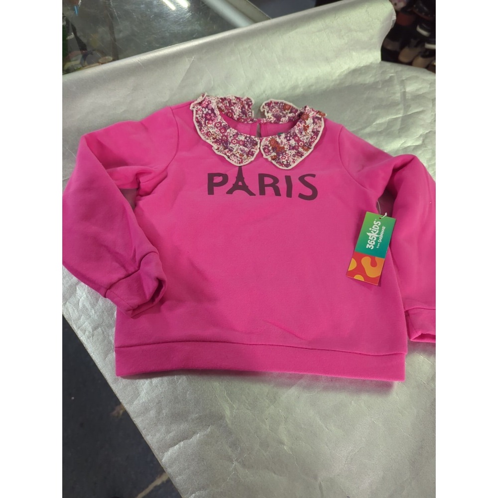 365 kids Garanimals girls 6 pink Paris long sleeve‎ shirt top flower collar NWT